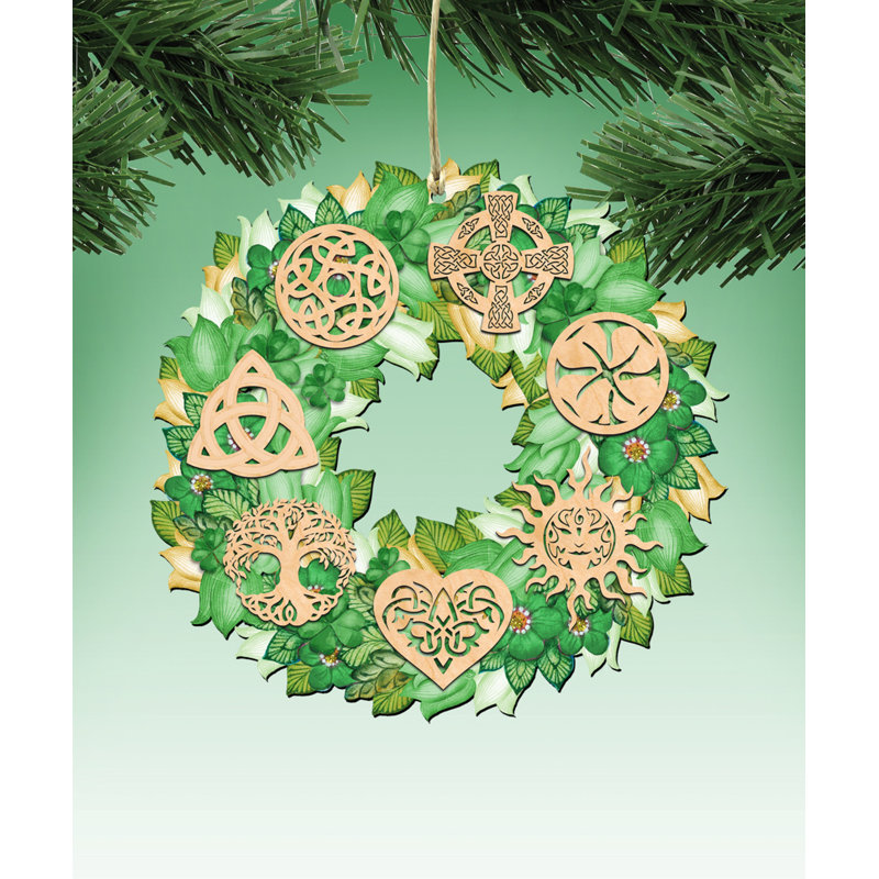 The Holiday Aisle® Celtic Wreath Irish Holiday Shaped Ornament Wayfair